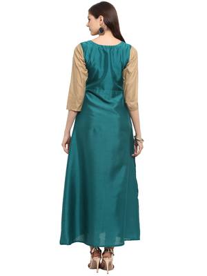 Sea-green printed polyester kurti 3