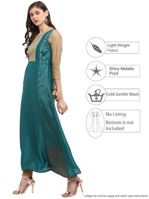 Sea-green printed polyester kurti 4