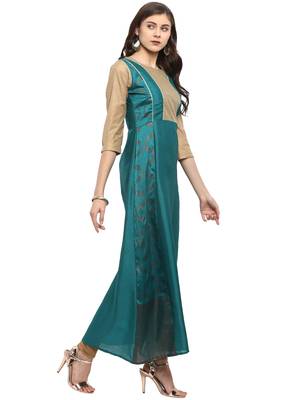 Sea-green printed polyester kurti 5