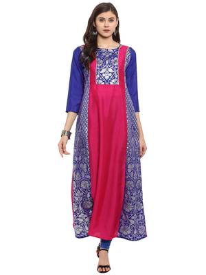 Pink printed polyester kurti 1