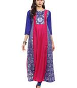Pink printed polyester kurti