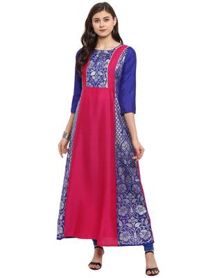 Pink printed polyester kurti 2