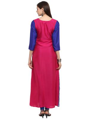 Pink printed polyester kurti 3