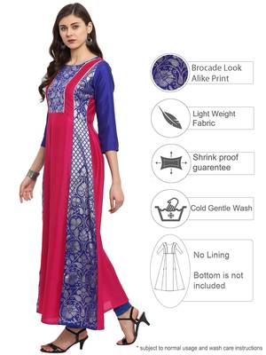 Pink printed polyester kurti 4