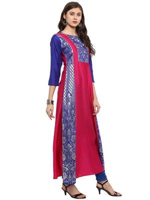Pink printed polyester kurti 5