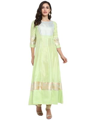 Green printed polyester kurti 1