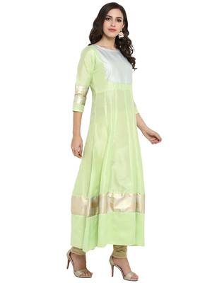 Green printed polyester kurti 5