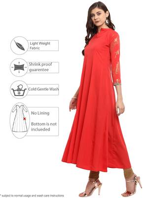 Red printed crepe kurti 4