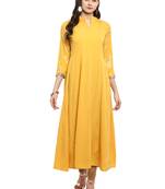 Yellow printed crepe kurti