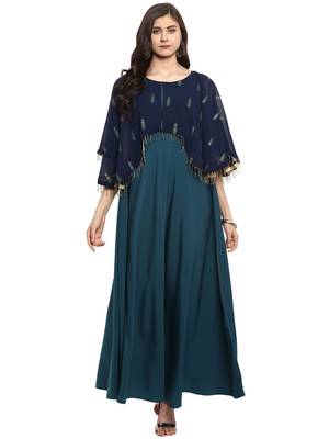 Blue printed georgette kurti 1