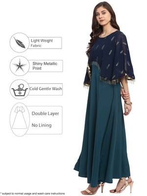 Blue printed georgette kurti 4