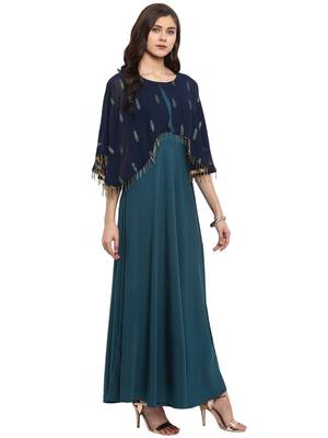 Blue printed georgette kurti 5