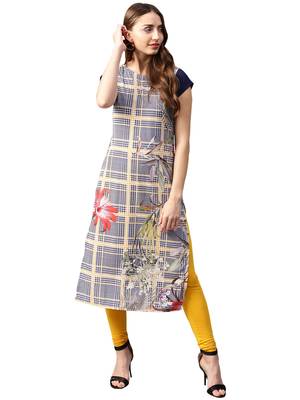 Blue printed crepe kurti 1