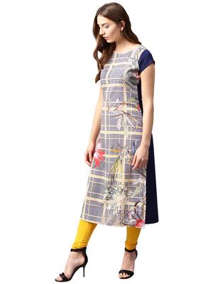 Blue printed crepe kurti 2