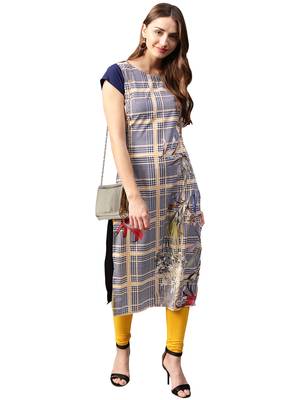 Blue printed crepe kurti 4