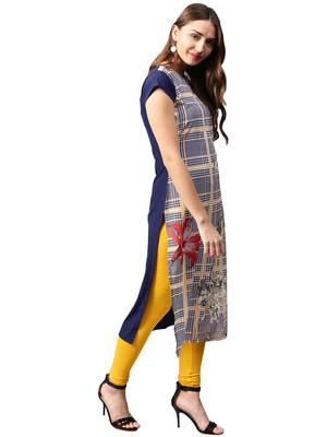 Blue printed crepe kurti 5