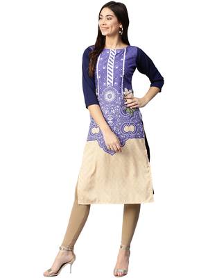 Blue printed crepe kurti 1