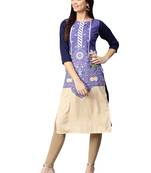 Blue printed crepe kurti