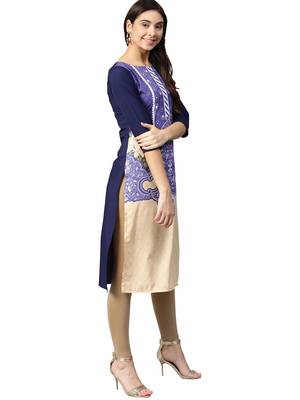 Blue printed crepe kurti 3