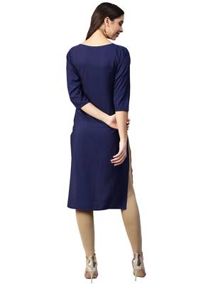 Blue printed crepe kurti 4