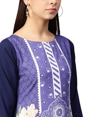 Blue printed crepe kurti 5
