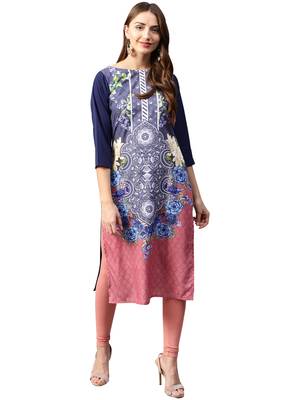 Multicolor printed crepe kurti 1