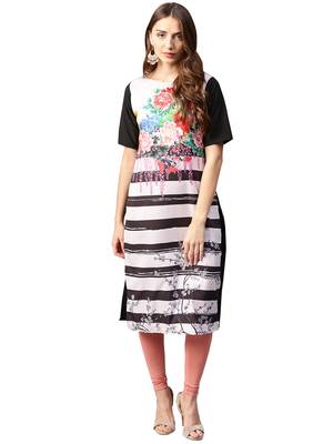 Multicolor printed crepe kurti 1