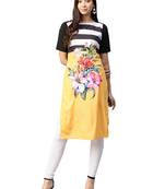 Yellow printed crepe kurti