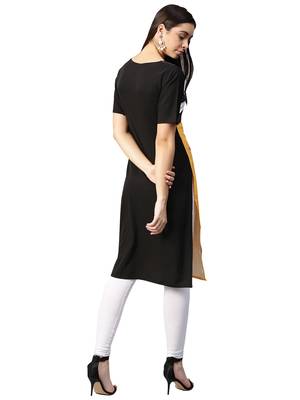 Yellow printed crepe kurti 4