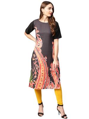 Black printed crepe kurti 1