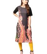Black printed crepe kurti