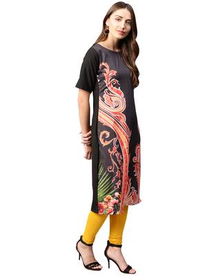 Black printed crepe kurti 5