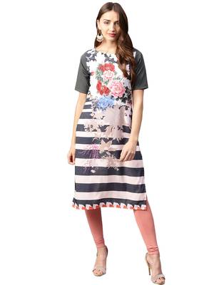 Multicolor printed crepe kurti 1