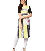 Yellow printed crepe kurti