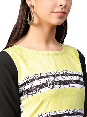 Yellow printed crepe kurti 5