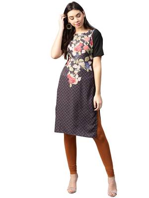 Black printed crepe kurti 1