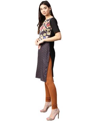 Black printed crepe kurti 2