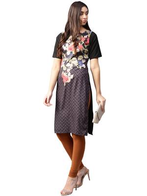 Black printed crepe kurti 4