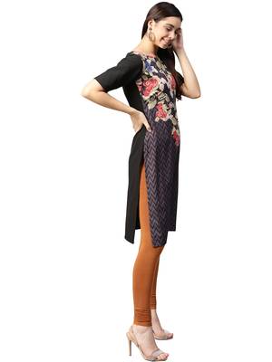 Black printed crepe kurti 5