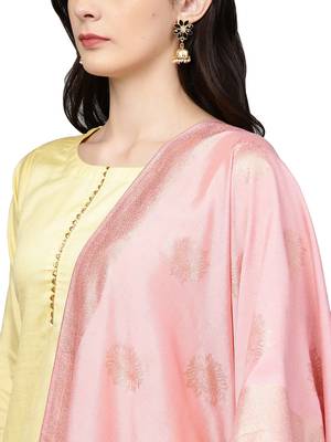 Yellow plain polyester kurta sets 2