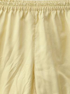 Yellow plain polyester kurta sets 4