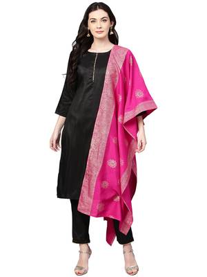 Black plain polyester kurta sets 1