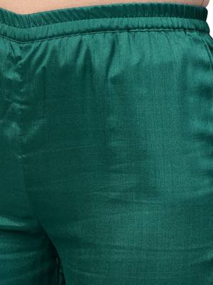 Sea-green plain polyester kurta sets 3