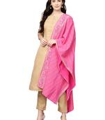 Beige plain polyester kurta sets