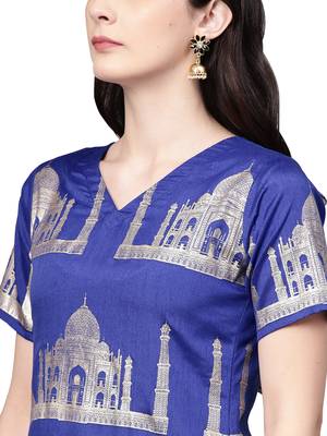 Blue printed polyester kurta sets 2