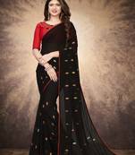   black embroidered georgette saree with blouse