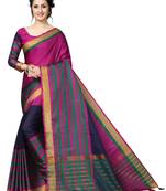 Pink printed polycotton saree with blouse