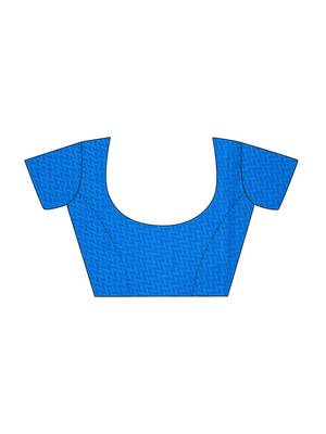 Blue Printed Chiffon Saree With Blouse 4