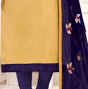 Beige embroidered cotton salwar with dupatta 3