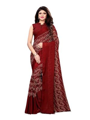 Maroon Printed Georgette Saree With Blouse 1